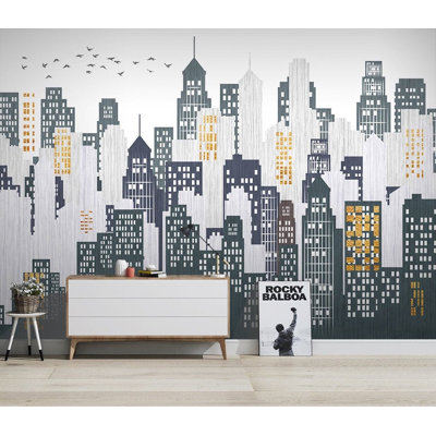 Papier peint amovible silhouette aquarelle