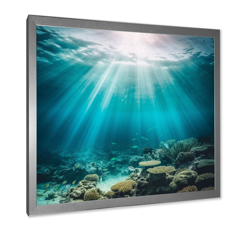 Underwater Coral III - Impression sur toile côtière, H 24 po x l 24 po x P 1 po, Cadre simple argenté