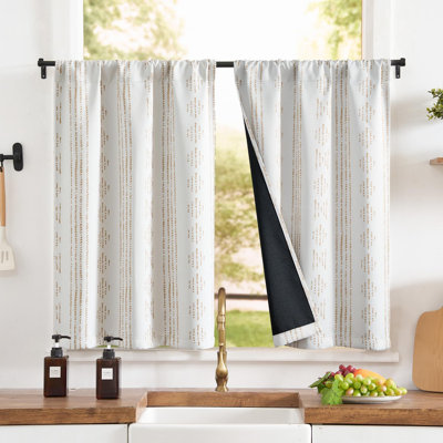 Farmhouse Rustic Linen Valance with Lace Trim