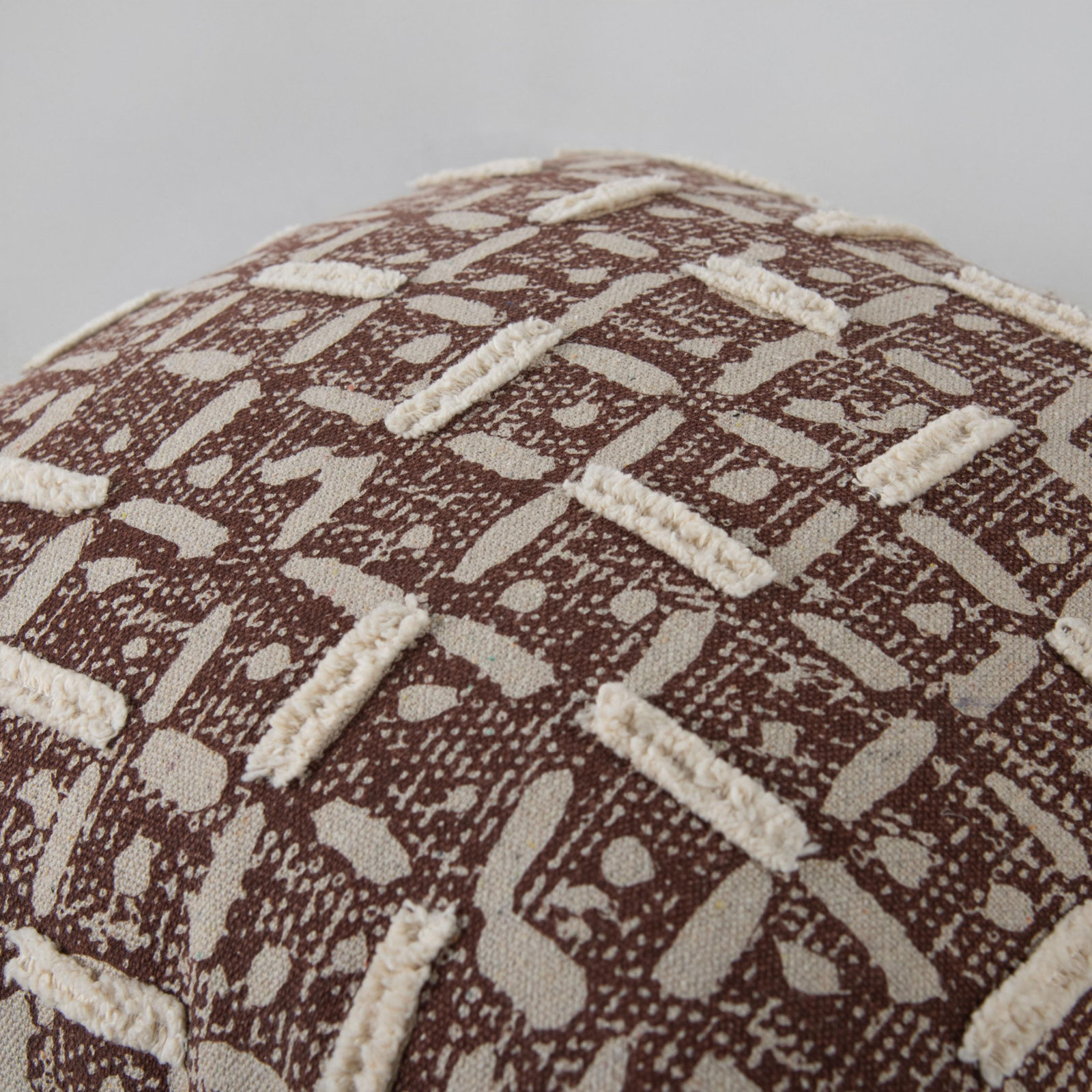 20" x 20" Cotton Throw Pillow, Polyester, Brown/Natural