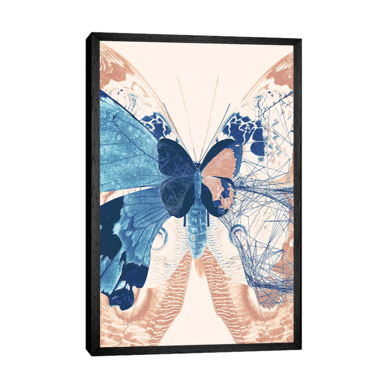 Butterfly Triptych II - Painting on Canvas, Black Framed, 152.4cm H x 101.6cm W x 3.81cm D