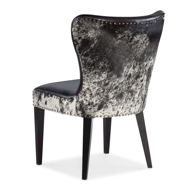 Kano 23.75'' Wide Genuine Leather Side Chair, Black Genuine Leather