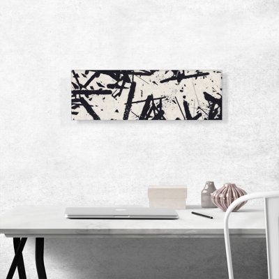 Lignes noires sur fond blanc moderne, reproduction d'art sur toile panoramique