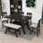 Damu 6 - Piece Dining Set, Dining Table with Storage Shelf and Bench and 4 Chairs-1664202797-1664202802