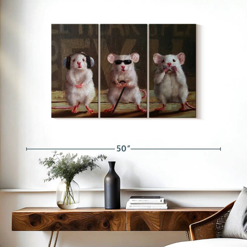 Ketti Three Wise Mice, 24" H x 38" W