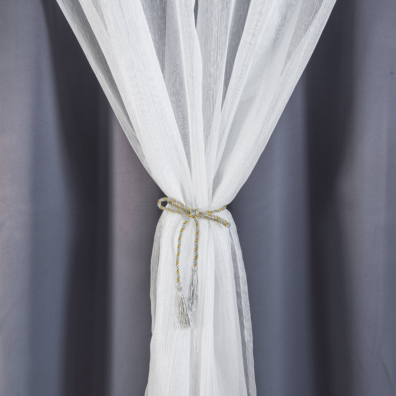 Tyniya Sheer Curtain Pair, Dark Gray