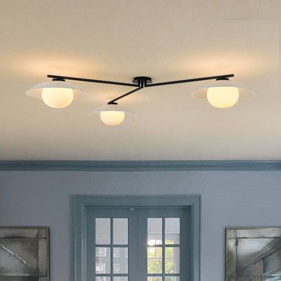 Plafonnier semi-encastré 3 lumières Mid-Century
