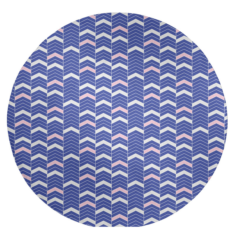 Chenille Chevron Indoor Rug, Round 5'
