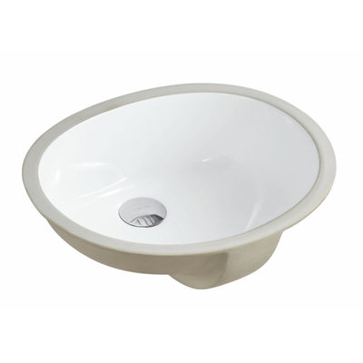 Lavabo de salle de bain ovale encastré en céramique avec trop-plein 17,5 po Kingsman