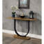Table 1pc de style industriel avec base en acier en forme de U et plateau en bois de chêne rustique, longueur 46,93 po, noir sable, hauteur 28 po