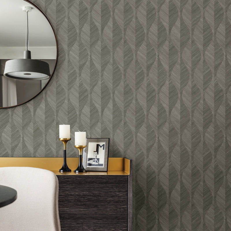Fairlawn 33' L Textured Metallic Wallpaper Roll, Dark Gray