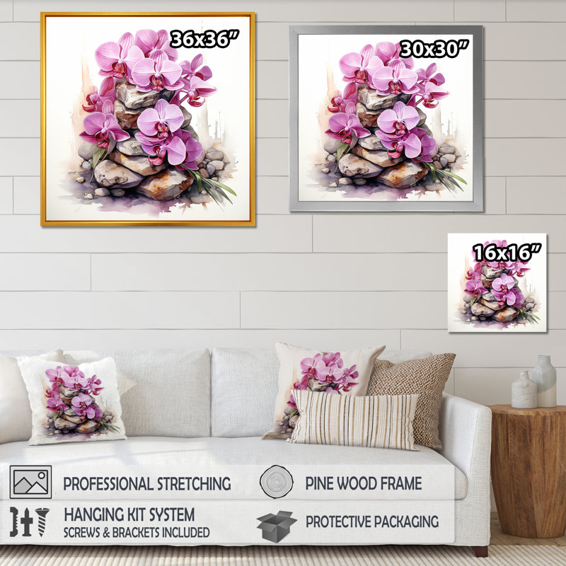 Mauve orchidée beauté III - art mural orchidée, Toile tendue, 16" H x 16" W