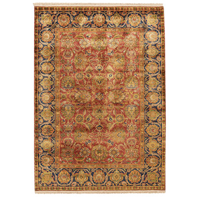 High-Quality Hand-Knotted Red And Blue Area Rug