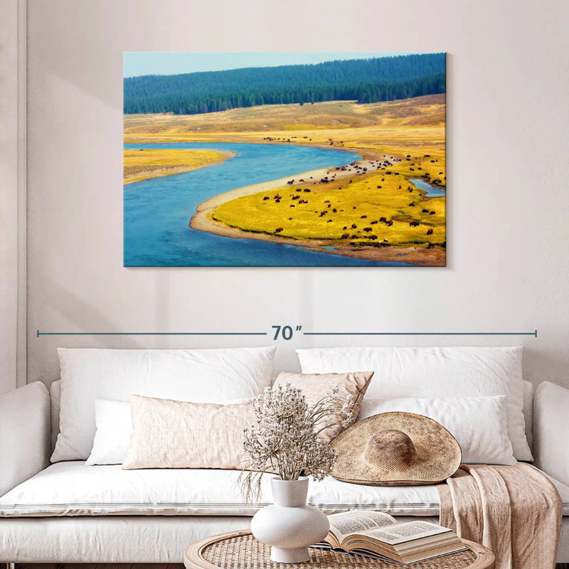 Alvord Yellowstone Bison River, H 30 po x l 45 po