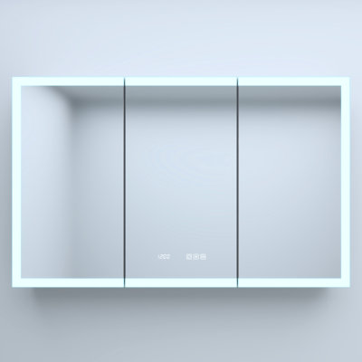 48 In. W X 30 H Rectangular Silver Aluminum Recessed/Surface Mount Medicine Cabinet With Robust Back Panel, Silent Hinges, Dimmable Led, - Fog Mirror And Auto Sensing Title
