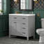 Ensemble de meuble-lavabo sur pied simple 36 po avec lavabo en céramique, 3 tiroirs fonctionnels et armoire de porte-1345595548-1345595550