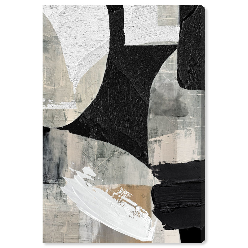Abstract Living Room Style Modern & Contemporary Black Canvas Wall Art Print, H 24 po x l 16 po x P 0,8 po