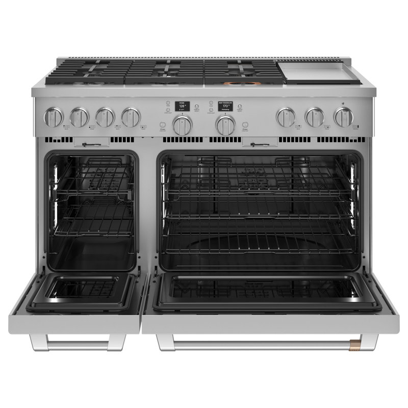 Café 48" Dual Fuel Sealed Burners Double Oven, Stainless Steel, Brushed Stainless