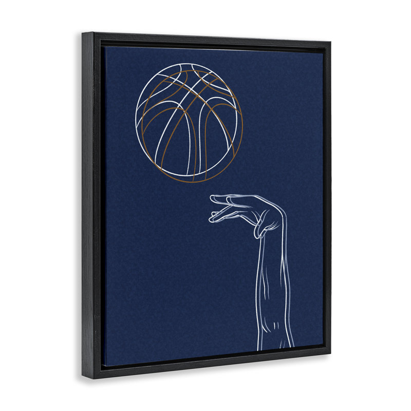 Cadre flottant Basketball Lines Contour, design par Marcus Prime, H 31 po x l 25 po, Cadre flottant noir de jais