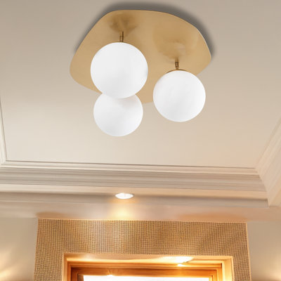 3 Lights Metal Body Globe Semi-Flush Mount With Glass Cap