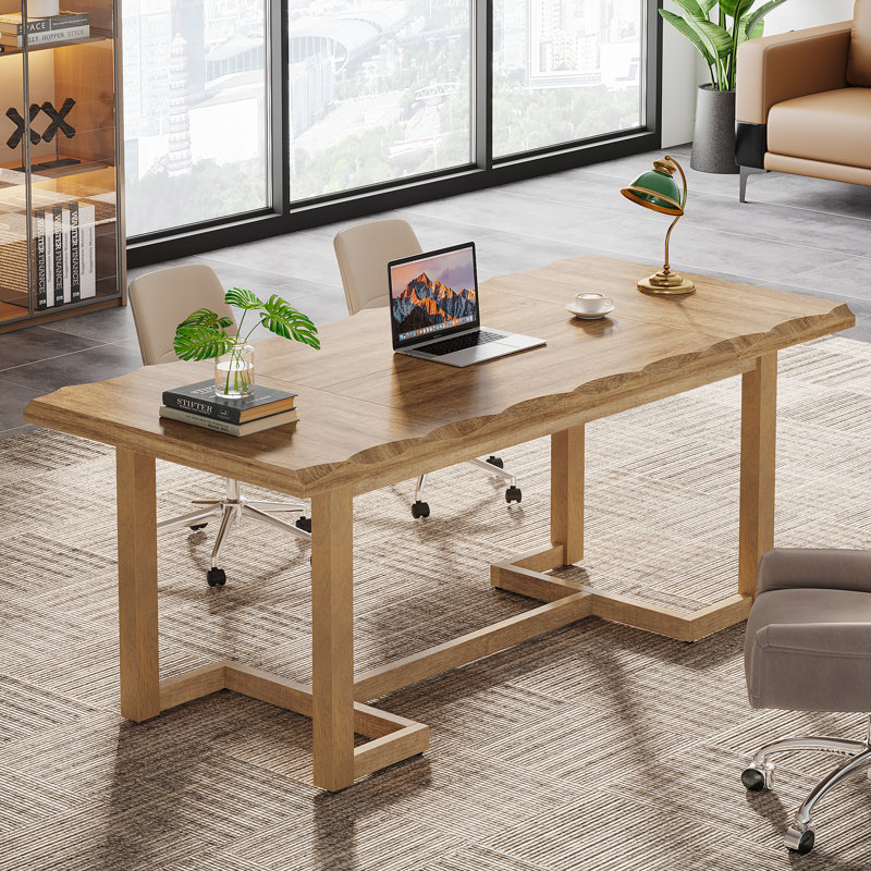 63 Inches Executive Desk Computer Desk, Natural