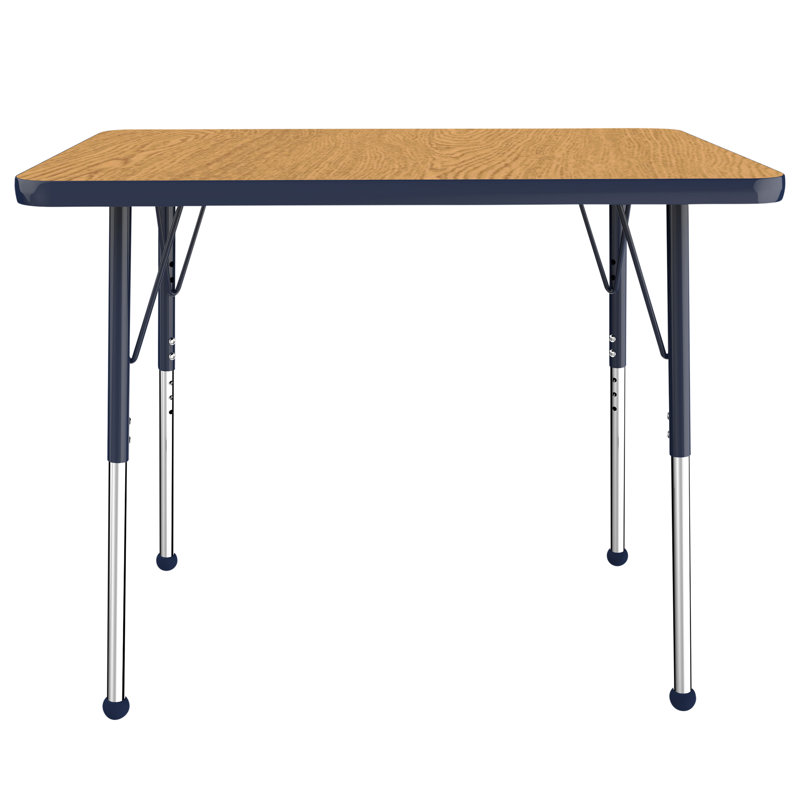 Table d'activité rectangulaire à hauteur réglable en forme de T, Épais, 24 po x 36 po, Gris / bleu marine / noir