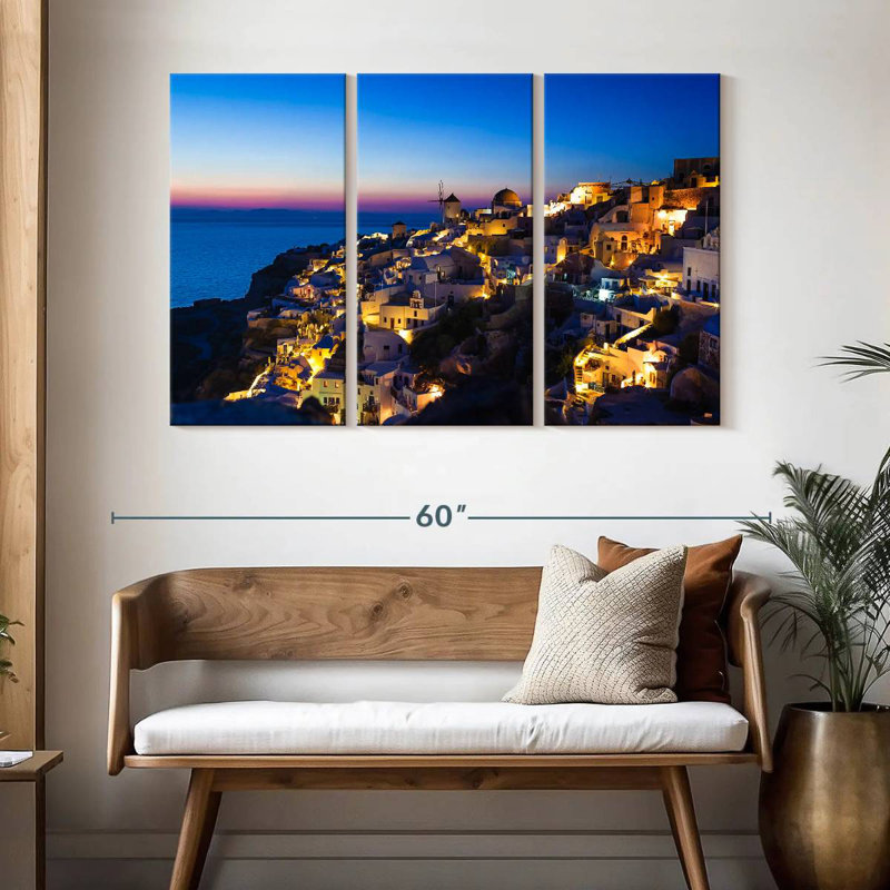 Gillard Santorini au coucher du soleil, H 32 po x l 50 po