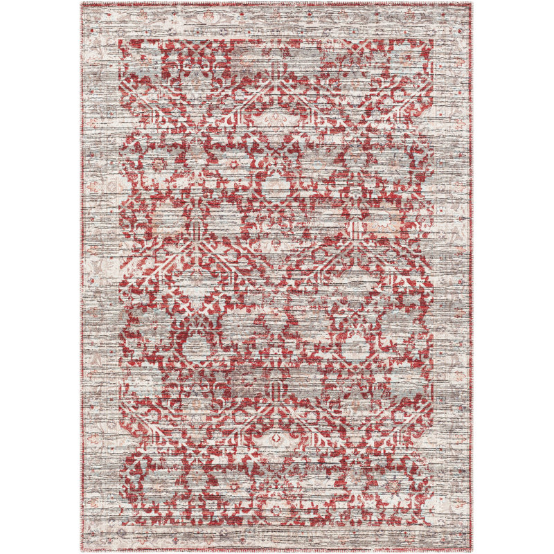 Tapis rouge lavable à la machine Nina, Rectangle 9 pi 10 po x 13 pi
