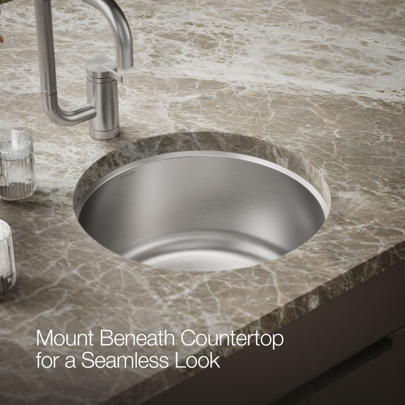 Undertone  Lyric 18-3 8" Diameter x 7-5 8" Top-Mount Under-Mount Single Circular Bowl Kitchen Sink