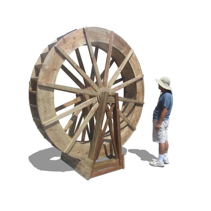 Roue à eau japonaise en bois autoportante
