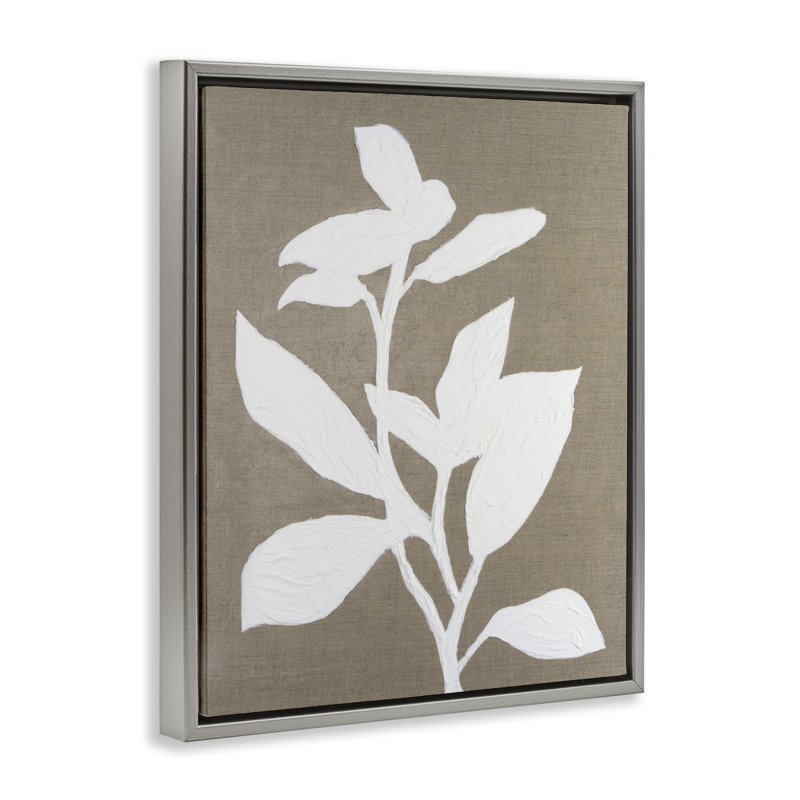 Cadre flottant floral en lin givré, design par Vanna Lam, H 31 po x l 25 po, Cadre flottant gris lustré
