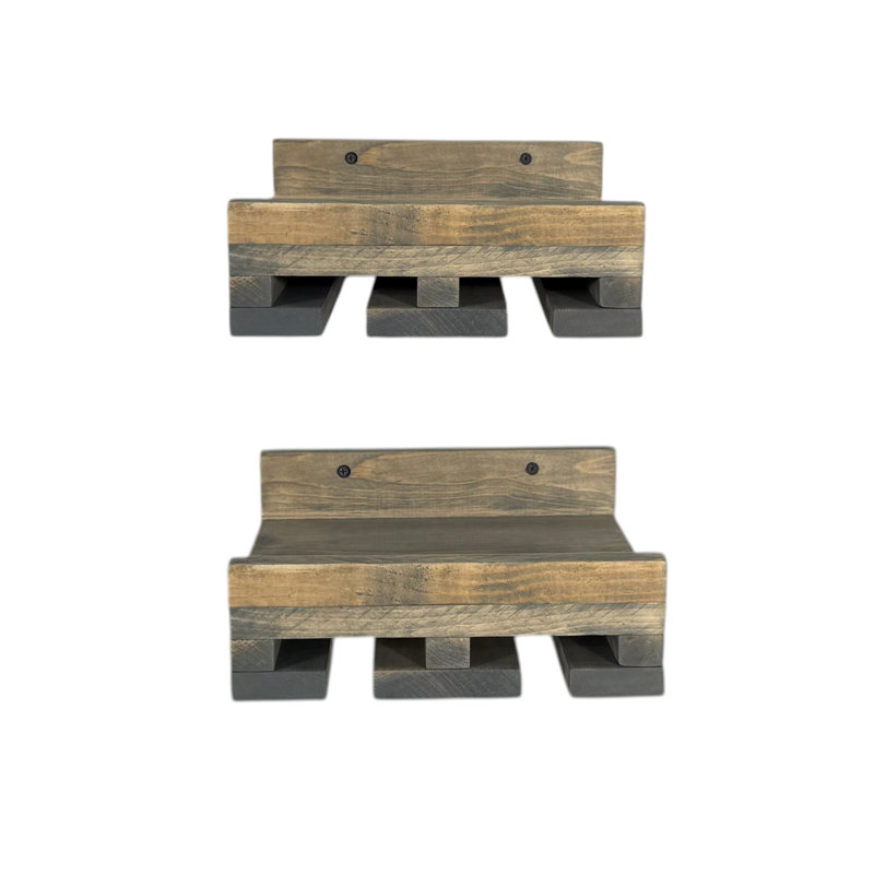 Barnsdall Solid Wood Wall Mounted Wine Glass Rack, 4.25" H x 10" W x 10" D, Gray