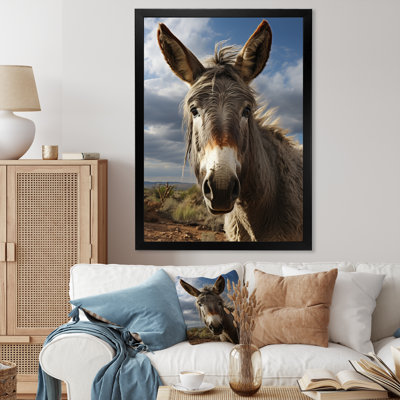 «Gray Donkey Portrait Vibrant» - reproduction sur toile d'animaux