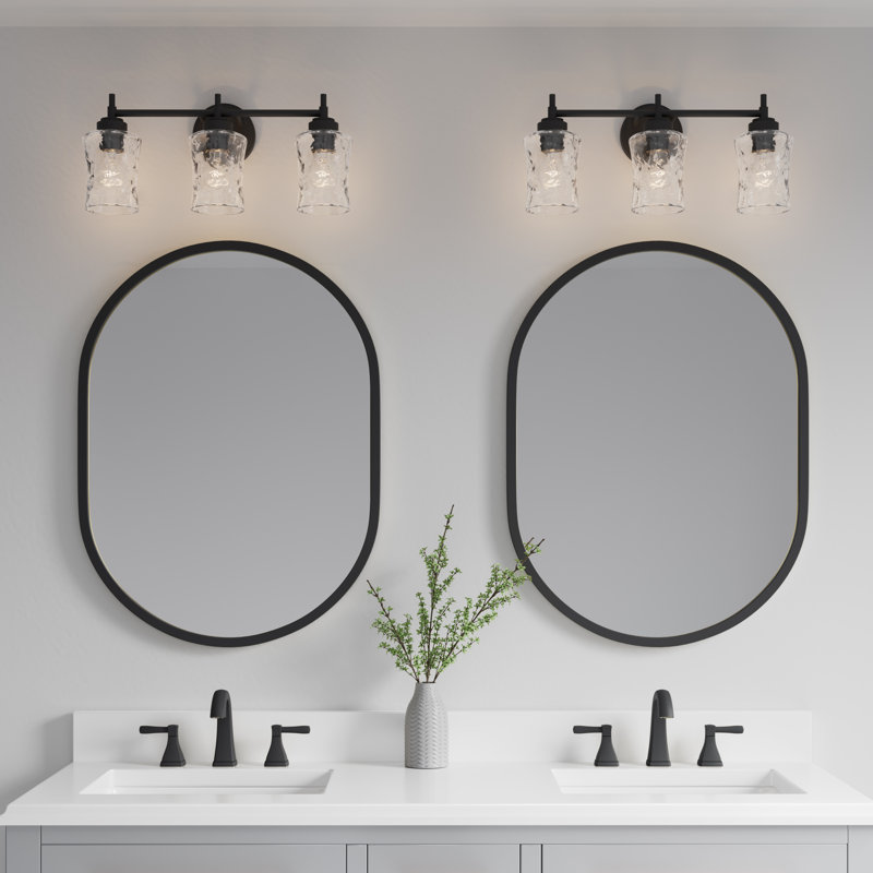 Amatallah 21" Wide 3-Light Vanity, Black, 9.25" H x 21" W x 6.75" D, 3 Lights