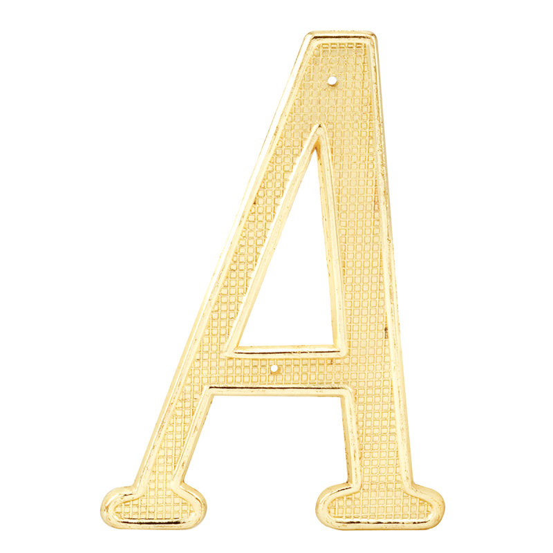 Lettre principale de 4 po Prime-Line, moulé sous pression, finition laiton, A