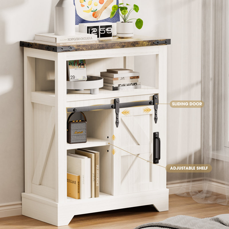 Armoire d'appoint de 23,6 po de largeur, Crème / blanc