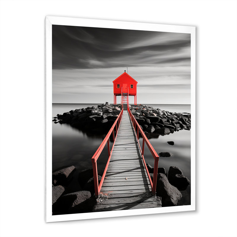 Valo Coastal Pier Reflections I, H 32 po x l 16 po x P 1 po, Cadre photo blanc