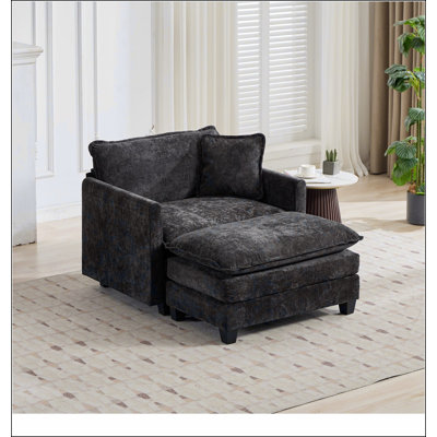 Cloud Sofa Ottoman only, Modern Sectional Couch, for Living Room Bedroom and Apartment, Comfy Double Layer Upholstered Seat Cushion, Breathable Chenil by Ebern Designs