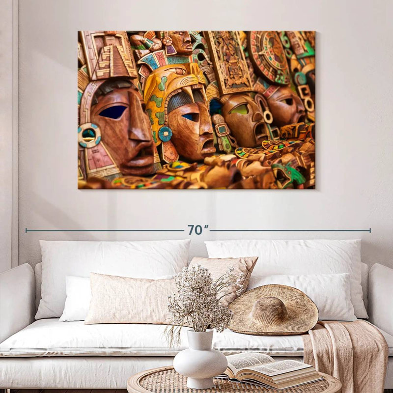 Bois sculpté mexicain, H 32 po x l 48 po