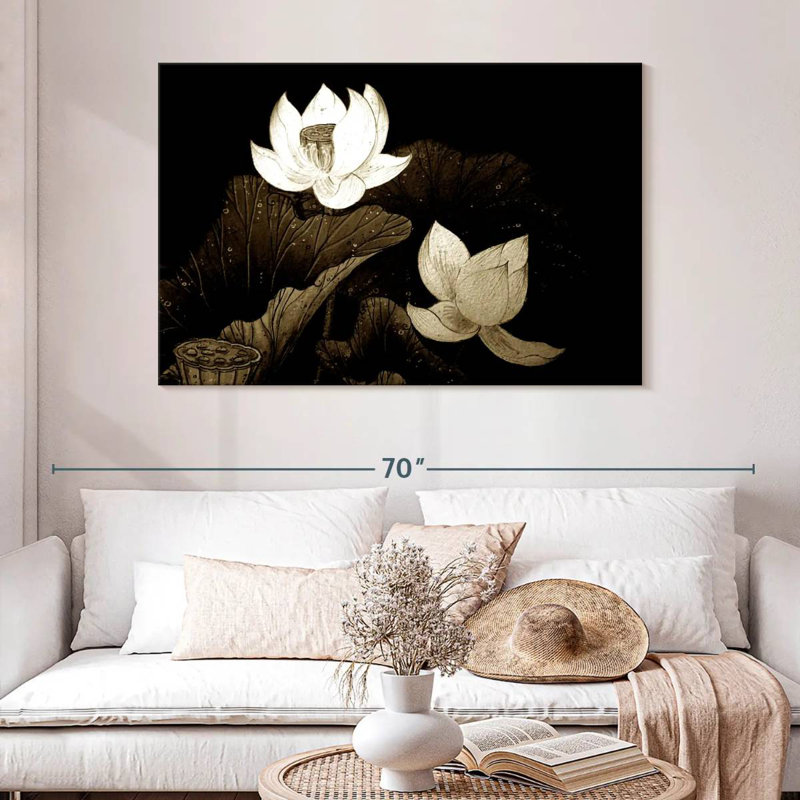 Fleurs de lotus Harnek, H 32 po x l 48 po