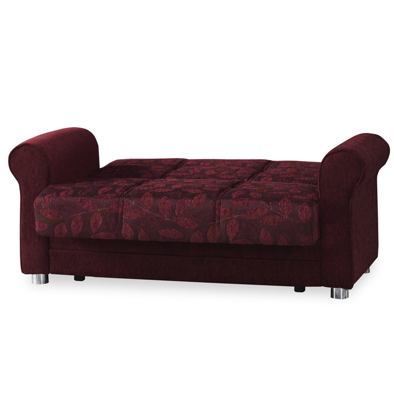Rio 63 in. Fabric Upholstered 2-Seater 3-in-1 Sleeper Loveseat with Storage, Firm Seat Cushion, Burgundy