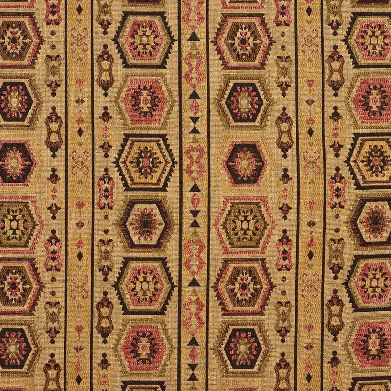 Tissu de texture sud-ouest, Doré / rouge