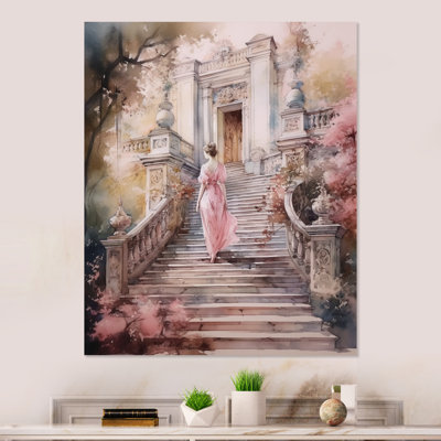 " Elegant Woman Walking Down Stairs II "