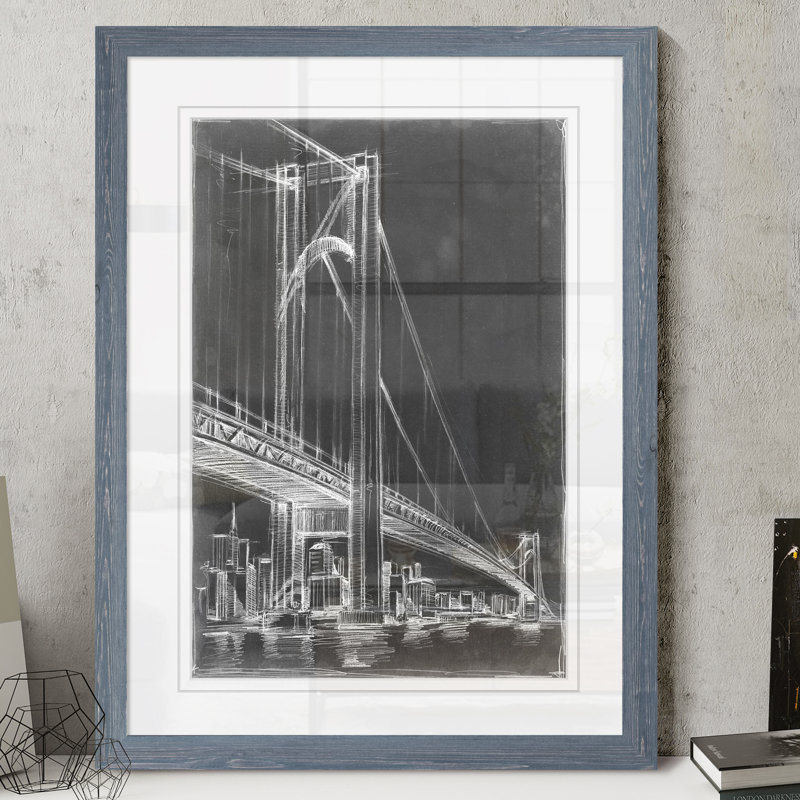 « suspension bridge blueprint i » par paul cezanne-image-cadre de dessin, H 16 po x l 22 po x P 1 po