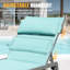 3 chaises longues d'extérieur - chaises de jardin en aluminium avec rembourrage et siège inclinable réglable pour la piscine, la plage et le balcon dans un cadre en tissu bleu lac