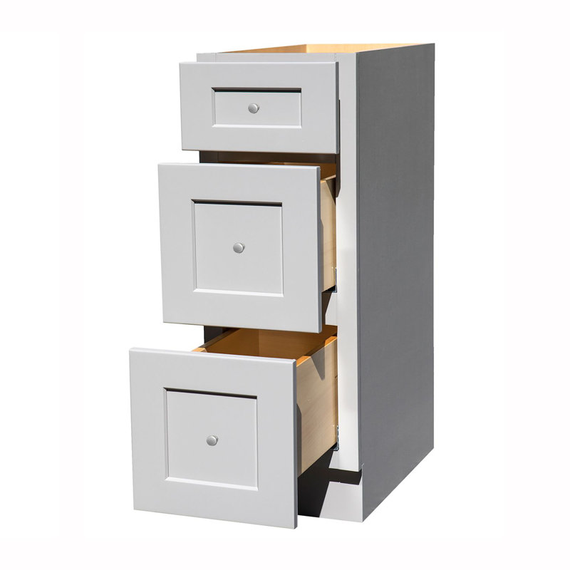 Ransom Gray Shaker 3-drawer base cabinet, 34.5" H x 18" W, Gray