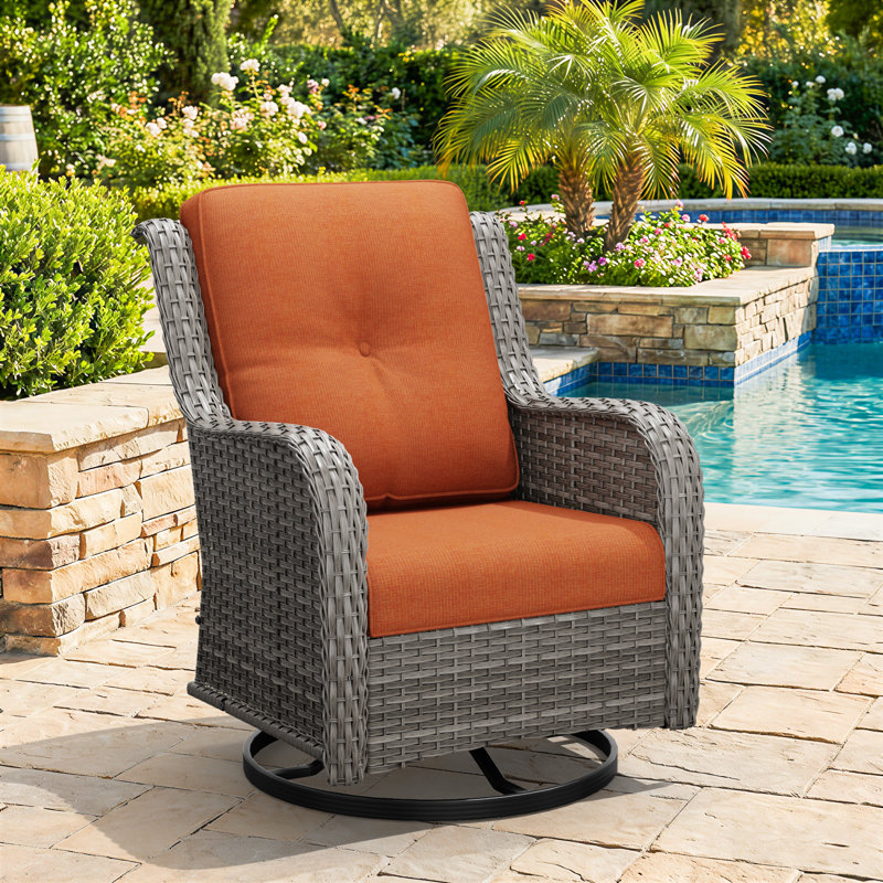 Outdoor 4" Deep Seat Cushion Set - Olefin Fabric, Weather-Resistant & Fade-Resistant, 1, Orange