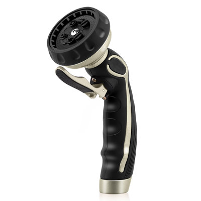 Hose Nozzle With Easy Self-Lock Trigger, Heavy Duty Metal Water Hose Sprayer With 9 Spray Patterns And On/Off Valve, Ideal For Outdoor Lawn & Garden Watering, Car & Pet Washing
