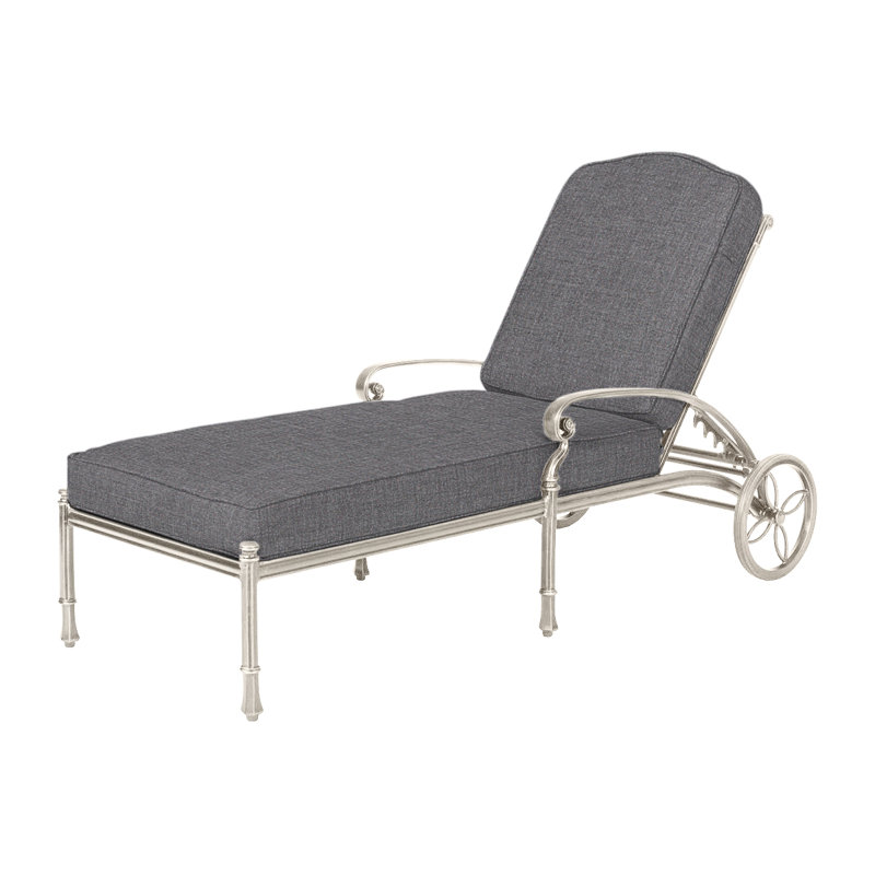 Bella Vista Outdoor Chaise Lounge, Cast Slate Sunbrella® Plainweave, Midnight Gold