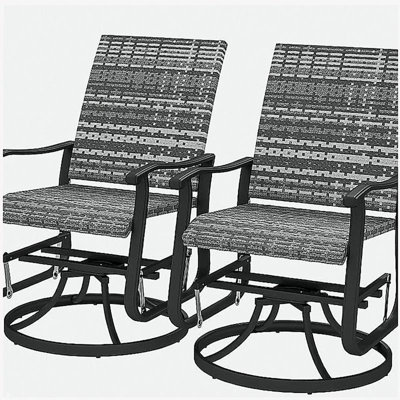 Outdoor Chair,Wicker Rattan Swivel Chair Set